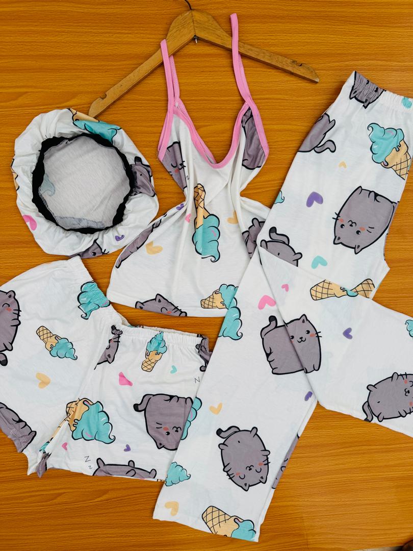 3 in 1 Nightwear with Bonnet